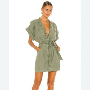 FRAME Twisted Shirt dress in Military Wash. Size XS